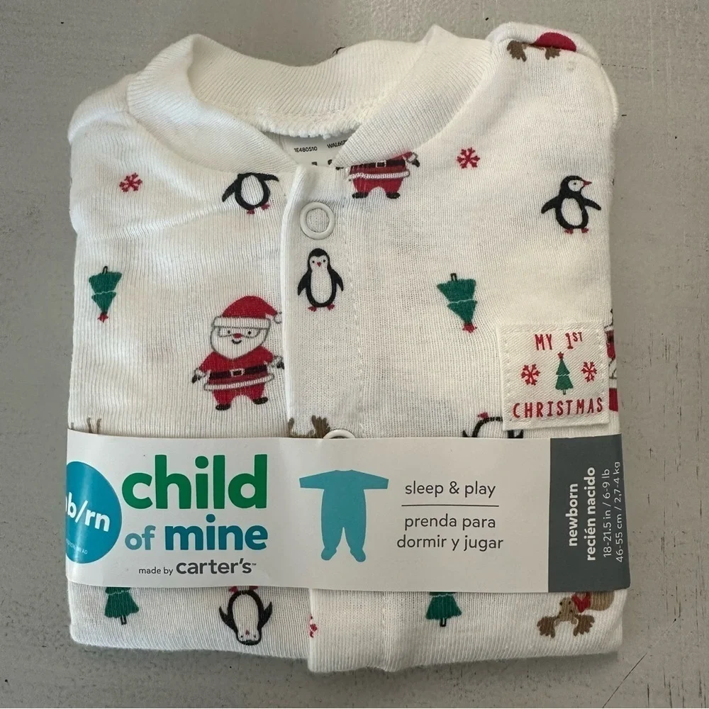 Child of Mine by Carters Newborn Sleep & Play Long Sleeve Onesies Sz Newborn NWT